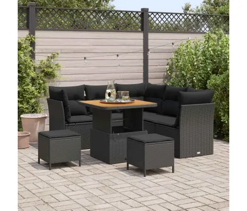 Aia Diivanikomplekt Padjaga Ladustamisega 8 Pcs Must