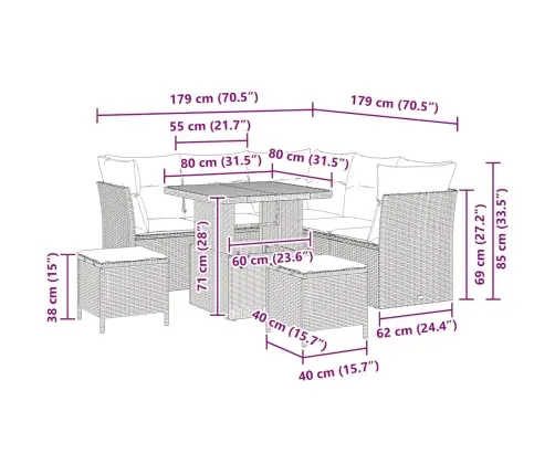 Sodo Sofų Rinkinys Su Pagalve 8 Pcs Juoda Ir Kreminė