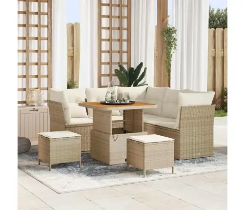 Dārza Dīvānu Komplekts Ar Spilvenu 8 Pcs Bēša Un Krēmkrāsa Vidaxl