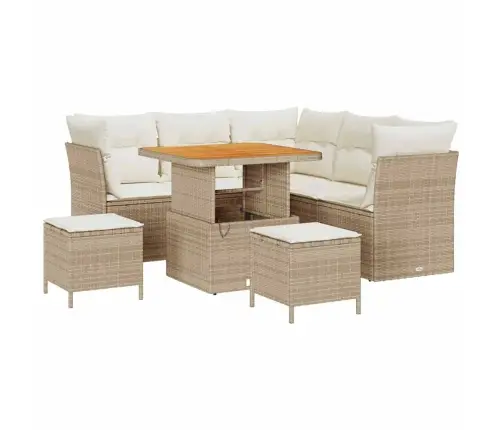 Dārza Dīvānu Komplekts Ar Spilvenu 8 Pcs Bēša Un Krēmkrāsa Vidaxl