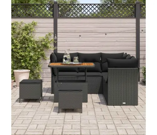 Dārza Dīvānu Komplekts Ar Spilvenu Ar Uzglabāšanu 8 Pcs Melna Vidaxl