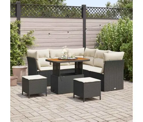 8 Gabalu Dārza Dīvānu Komplekts Ar Spilveniem Melnā Poli Rotangpalma Akācijā Vidaxl 8 Gabalu Dārza Dīvānu Komplekts Ar Spilveniem Melnā Poli Rotangpalma Akācijā Vidaxl