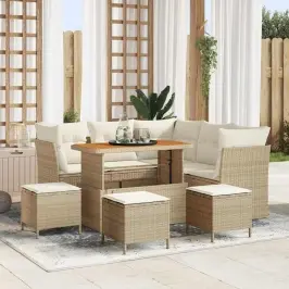 Dārza Dīvānu Komplekts 9 Pcs Bēša Un Krēmkrāsa 110 X 55 X 71 Cm Vidaxl