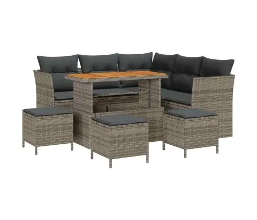 Sodo Sofų Rinkinys Su Pagalve Su Saugykla 9 Pcs Pilka