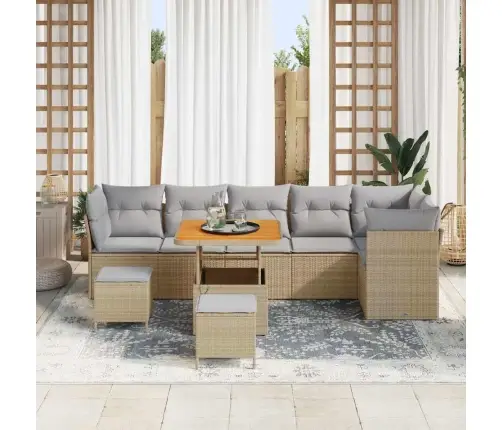 Aia Diivanikomplekt 9 Pcs Beež Ja Helehall 80 X 80 X 71 Cm