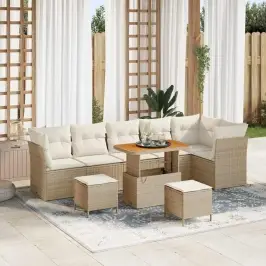 Dārza Dīvānu Komplekts 9 Pcs Bēša Un Krēmkrāsa 90 X 55 X 71 Cm Vidaxl