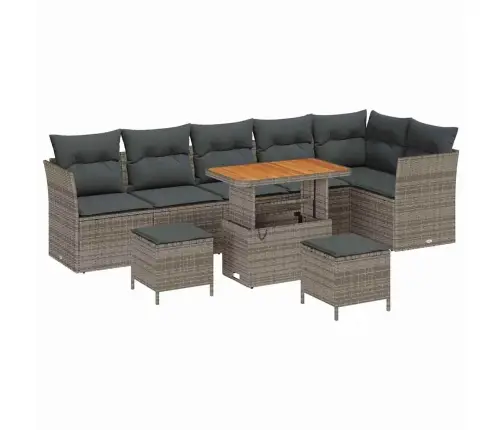 Dārza Dīvānu Komplekts Ar Spilvenu 9 Pcs Pelēka 90 X 55 X 71 Cm Vidaxl