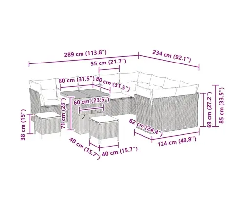 Aia Diivanikomplekt Padjaga Ladustamisega 12 Pcs Hall