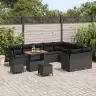 12 Gab. Dārza Dīvānu Komplekts Ar Spilveniem Melnā Poli Rattan Akācijā Vidaxl 12 Gab. Dārza Dīvānu Komplekts Ar Spilveniem Melnā Poli Rattan Akācijā Vidaxl