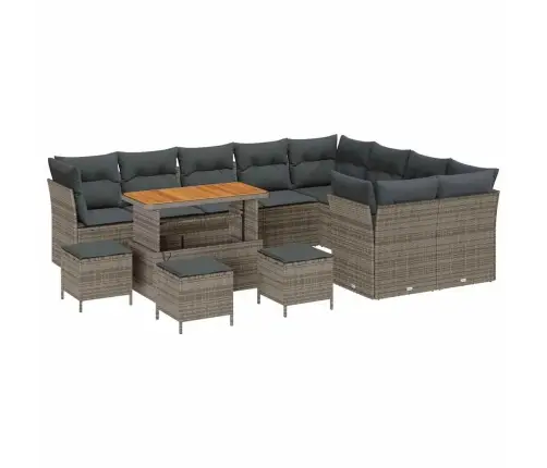 13 Daļu Dārza Dīvānu Komplekts Ar Spilveniem, Pelēks, Poli Rotangpalmas Akācija Vidaxl 13 Daļu Dārza Dīvānu Komplekts Ar Spilveniem, Pelēks, Poli Rotangpalmas Akācija Vidaxl