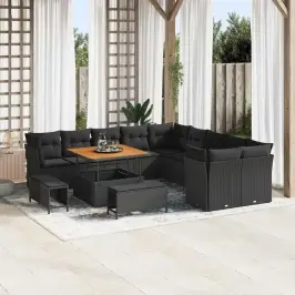 Dārza Dīvānu Komplekts 13 Pcs Melna 100 X 100 X 71 Cm Vidaxl