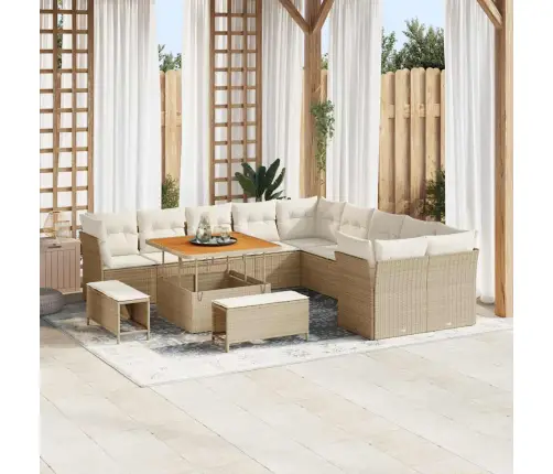 Dārza Dīvānu Komplekts 13 Pcs Bēšs Un Krēms Poliratāns Vidaxl