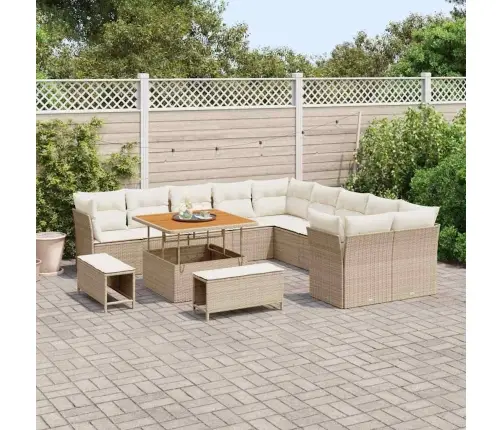 Dārza Dīvānu Komplekts 13 Pcs Bēšs Un Krēms Poliratāns Vidaxl