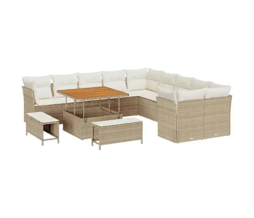 Dārza Dīvānu Komplekts 13 Pcs Bēšs Un Krēms Poliratāns Vidaxl