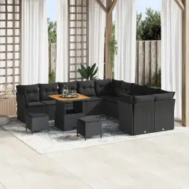 Dārza Dīvānu Komplekts Ar Spilvenu 13 Pcs Melna 80 X 80 X 71 Cm Vidaxl