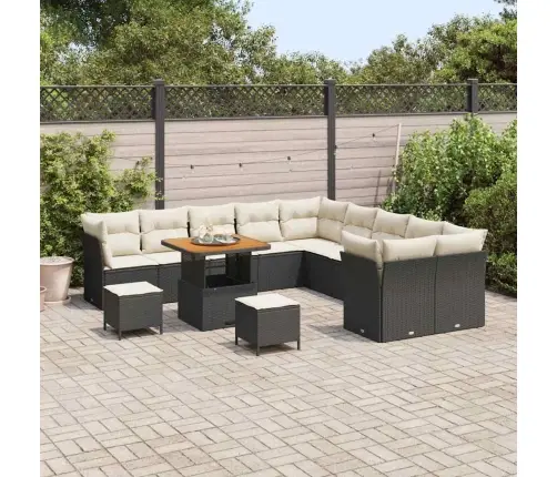Sodo Sofų Rinkinys 13 Pcs Juoda Ir Kreminė 80 X 80 X 71 Cm