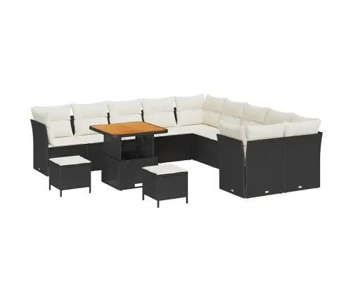 Sodo Sofų Rinkinys 13 Pcs Juoda Ir Kreminė 80 X 80 X 71 Cm