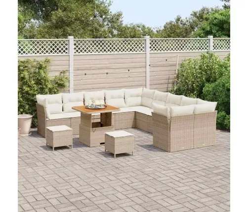 Dārza Dīvānu Komplekts 13 Pcs Bēšs Un Krēms Poliratāns Vidaxl