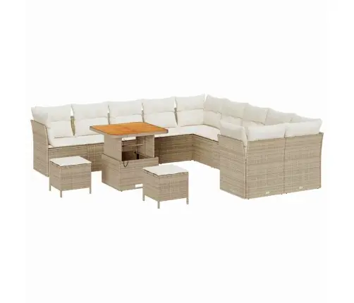 Dārza Dīvānu Komplekts 13 Pcs Bēšs Un Krēms Poliratāns Vidaxl