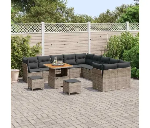 Dārza Dīvānu Komplekts Ar Spilvenu Ar Uzglabāšanu 13 Pcs Pelēka Vidaxl