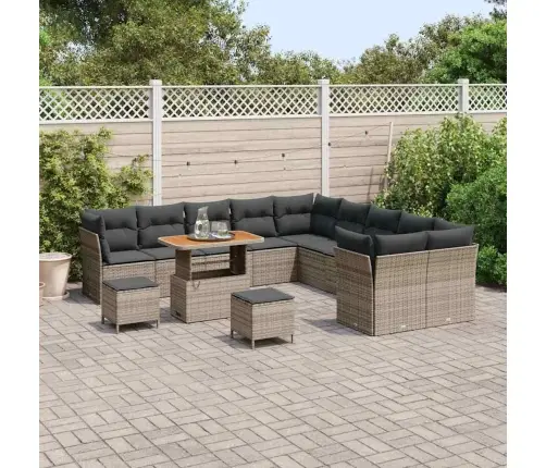 Sodo Sofų Rinkinys Su Pagalve Su Saugykla 13 Pcs Pilka