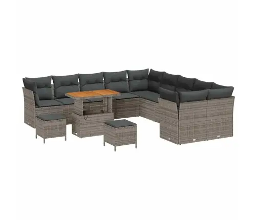 Sodo Sofų Rinkinys Su Pagalve Su Saugykla 13 Pcs Pilka