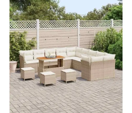 Dārza Dīvānu Komplekts 14 Pcs Bēšs Un Krēms Poliratāns Vidaxl