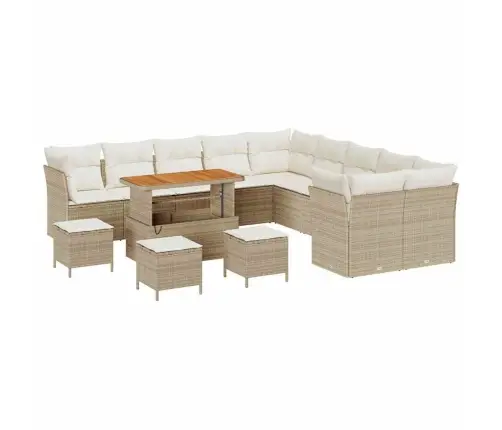 Dārza Dīvānu Komplekts 14 Pcs Bēšs Un Krēms Poliratāns Vidaxl