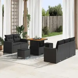 Dārza Dīvānu Komplekts Ar Spilvenu 8 Pcs Melna 80 X 80 X 71 Cm Vidaxl