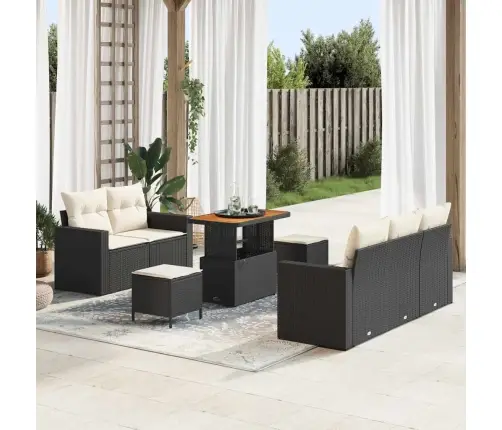 Dārza Dīvānu Komplekts 8 Pcs Melns Un Krēmkrāsa Poliratāns Vidaxl