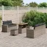 8 Daļu Dārza Dīvānu Komplekts Ar Spilveniem Pelēkā Poli Rotangpalma Vidaxl