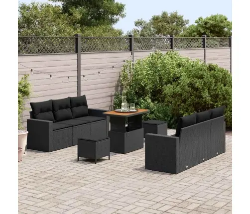 9 Gab. Dārza Dīvānu Komplekts Ar Spilveniem Melnā Poli Ratanā Tēraudā Vidaxl 9 Gab. Dārza Dīvānu Komplekts Ar Spilveniem Melnā Poli Ratanā Tēraudā Vidaxl