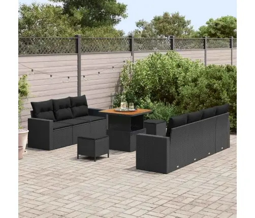 10 Gabalu Dārza Dīvānu Komplekts Ar Spilveniem Melns Polirotangpalma Akācija Vidaxl 10 Gabalu Dārza Dīvānu Komplekts Ar Spilveniem Melns Polirotangpalma Akācija Vidaxl