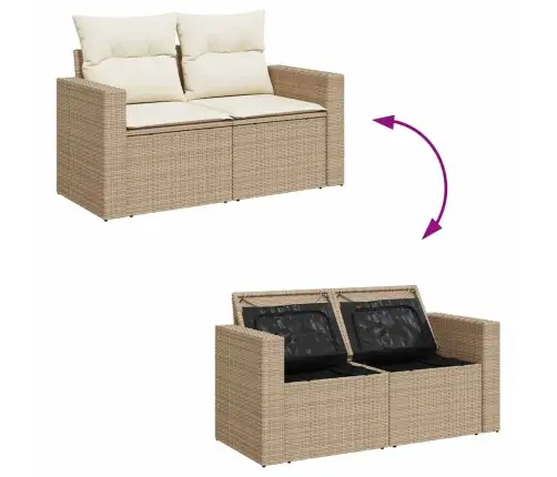 Sodo Sofų Rinkinys Su Pagalve 10 Pcs Smėlio Ir Kreminės Spalvos