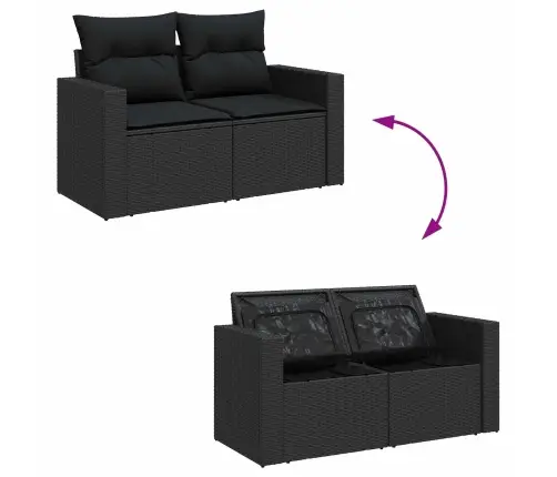 Sodo Sofų Rinkinys Su Pagalve 12 Pcs Juoda Poliratanas