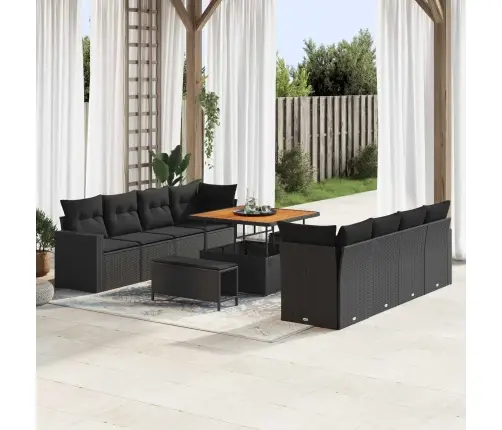 Aia Diivanikomplekt Padjaga 12 Pcs Must Polürotang