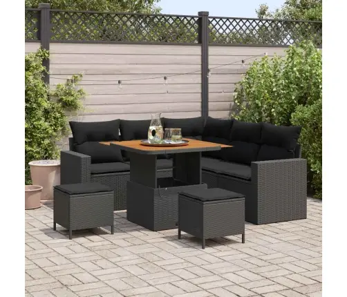 Aia Diivanikomplekt Padjaga 9 Pcs Must Polürotang