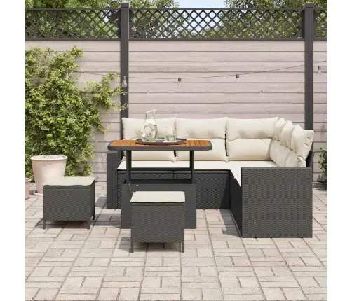 Dārza Dīvānu Komplekts Ar Spilvenu 8 Pcs Melna Un Krēmkrāsas Vidaxl