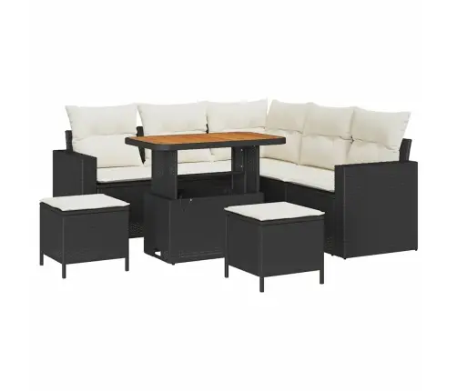 Dārza Dīvānu Komplekts Ar Spilvenu 8 Pcs Melna Un Krēmkrāsas Vidaxl