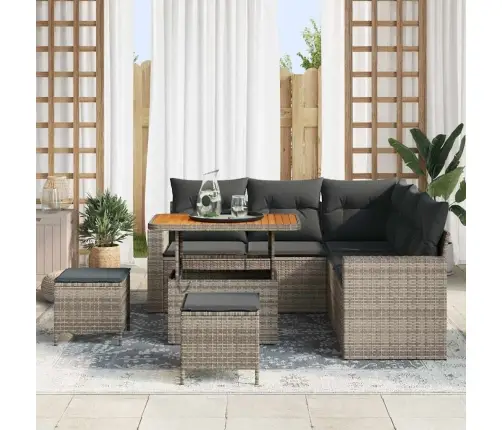 Dārza Dīvānu Komplekts Ar Spilvenu 8 Pcs Pelēka 90 X 55 X 71 Cm Vidaxl