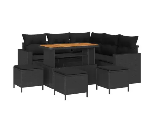 Dārza Dīvānu Komplekts Ar Spilvenu 10 Pcs Melna Poliratāns Vidaxl