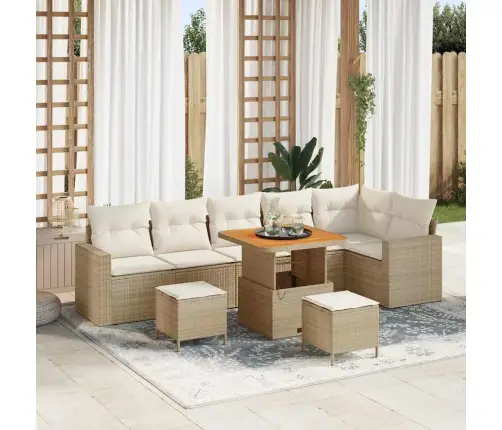 Dārza Dīvānu Komplekts 9 Pcs Bēša Un Krēmkrāsa 80 X 80 X 71 Cm Vidaxl