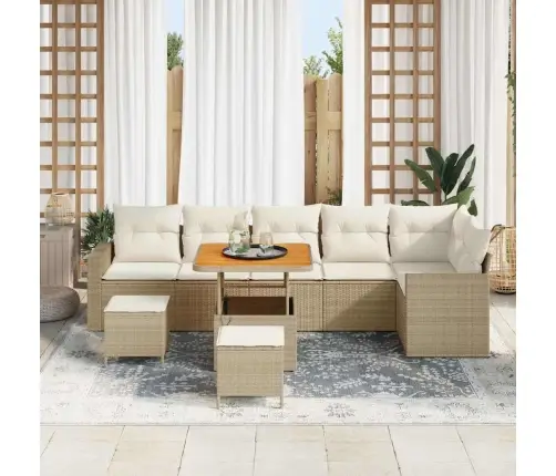 Dārza Dīvānu Komplekts 9 Pcs Bēša Un Krēmkrāsa 80 X 80 X 71 Cm Vidaxl
