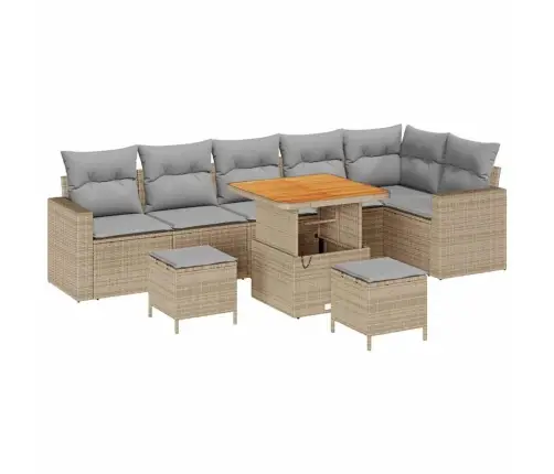 Dārza Dīvānu Komplekts 11 Pcs Bēša Un Gaiši Pelēka Poliratāns Vidaxl