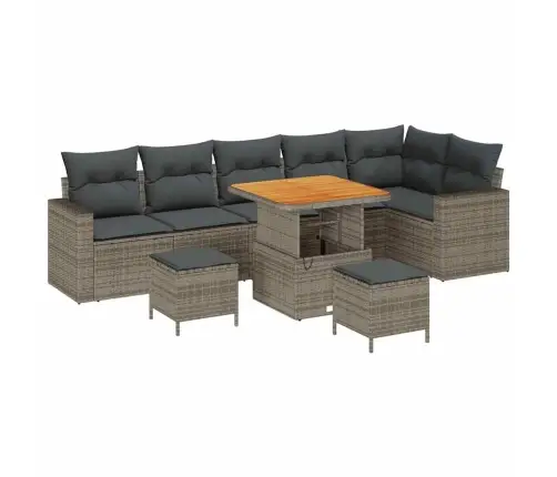 Dārza Dīvānu Komplekts Ar Spilvenu Ar Uzglabāšanu 9 Pcs Pelēka Vidaxl