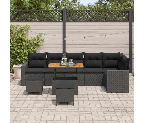 Dārza Dīvānu Komplekts Ar Spilvenu 11 Pcs Melna Poliratāns Vidaxl