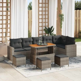 Dārza Dīvānu Komplekts 10 Pcs Pelēka 110 X 55 X 71 Cm Vidaxl