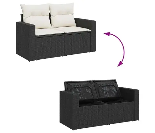 Dārza Dīvānu Komplekts Ar Spilvenu 12 Pcs Melna Un Krēmkrāsas Vidaxl