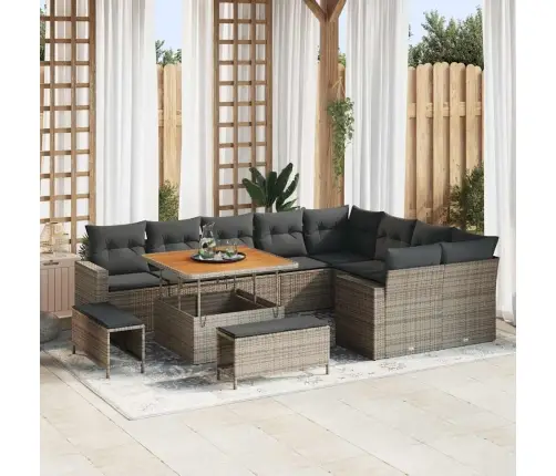 Sodo Sofų Rinkinys Su Pagalve 12 Pcs Pilka 100 X 100 X 71 Cm Sodo Sofų Rinkinys Su Pagalve 12 Pcs Pilka 100 X 100 X 71 Cm