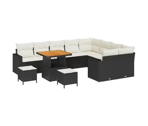 Dārza Dīvānu Komplekts Ar Spilvenu 12 Pcs Melna Un Krēmkrāsas Vidaxl